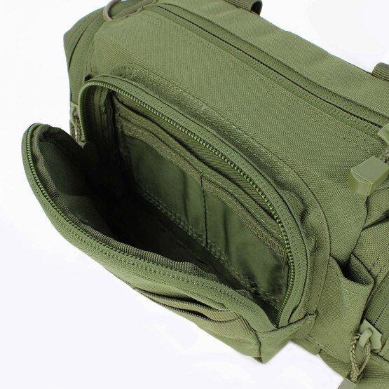 Deployment Bag from Condor in OD Green has zip closure compartments
